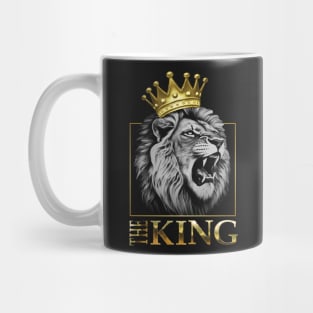 Regal Lion Head with Gold Crown - The King of the Savannah Mug